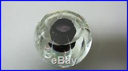 VINTAGE SIGNED CLEAR & IRIDESCENT ART GLASS PAPERWEIGHT, c. 1988