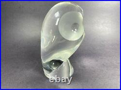 VTGE Mid cent Steuben Glass Crystal Owl By Donald Pollard Figurine Paperweight