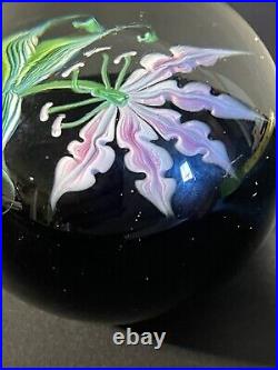 VTG 1983 Correia Glass Paperweight Flower Limited Ed. 24/100 Signed-Scratches