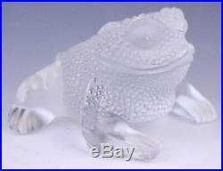 VTG Artist Signed Lalique French Art Crystal Gregoire Frog Figurine Paperweight