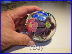 VTG Ed Alexander Studio Art Glass Multi Floral Paperweight