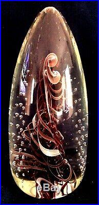 VTG Henry Summa Art Glass 6Cone Sculpture withSpirals & Controll Bubbles. Signed