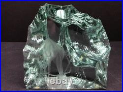VTG KOSTA Green ICE CAVE Deer Art Glass Paperweight V LINDSTRAND Signed 2 POUND