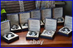 VTG Lot of Unique 9 Baccarat Crystal Cameo Paperweights with box and paper