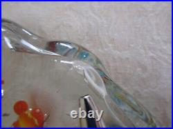 VTG Murano Aquarium Paperweight 6 Fish Multicolor With Bubbles 7 7/8'' chipped