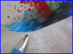 VTG Murano Aquarium Paperweight 6 Fish Multicolor With Bubbles 7 7/8'' chipped