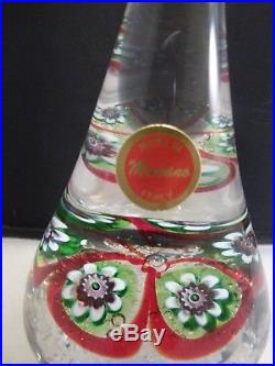 VTG Murano Italy Christmas Tree Shaped Millefiori Canes Decorated Paperweight