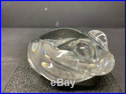 VTG STEUBEN Signed Lead Frog Toad Crystal Art Glass Paperweight With ORIGINAL BOX
