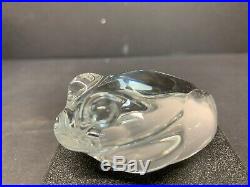 VTG STEUBEN Signed Lead Frog Toad Crystal Art Glass Paperweight With ORIGINAL BOX