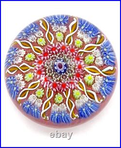 Vasart Vintage Ten Spoke Millefiori Radial Wavy Concentric Art Glass Paperweight