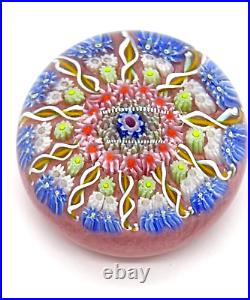 Vasart Vintage Ten Spoke Millefiori Radial Wavy Concentric Art Glass Paperweight