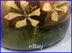 Very Large, very heavy 10+ lbs olive green paperweight lily type flowers inside