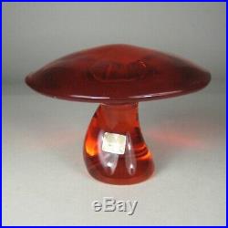 Viking Glass Mushroom Jumbo Persimmon Orange Size 5.4 Inch VTG 60s MOD Art