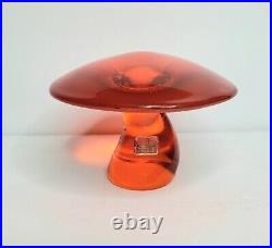 Viking Glass Mushroom Jumbo Persimmon Orange Vintage Paperweight