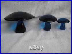Viking Set 3 Art Deco Bluenesque Mushrooms- Paper Weights Very Rare And Vintage