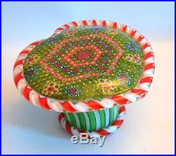 Vintage 1950s Candy Cane Heart Glass Large Paper Weight