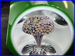 Vintage 1952 Saint Louis Double Overlay Millefiori Mushroom Starred Base Green