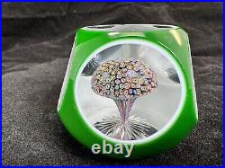 Vintage 1952 Saint Louis Double Overlay Millefiori Mushroom Starred Base Green