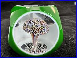 Vintage 1952 Saint Louis Double Overlay Millefiori Mushroom Starred Base Green