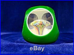 Vintage 1954 St. LOUIS 2x Overlay FACETED Millefiori MUSHROOM Glass PAPERWEIGHT