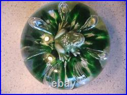 Vintage 1971 Maude and Bob St. Clair Glass Paperweight with Frog and Lilypad