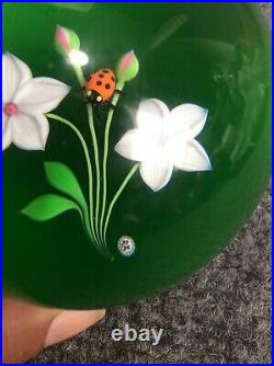 Vintage 1976 Baccarat limited edition flower ladybug glass paperweight