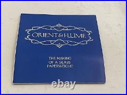 Vintage 1976 Orient & Flume Signed Art Glass Pulled Feather Paperweight with Box