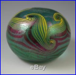 Vintage 1976 Vandermark Paperweight Pulled Feather Iridescent Signed