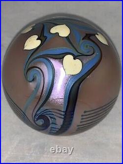 Vintage 1977 Orient & Flume Art Glass Heart Paperweight SIGNED, Purple