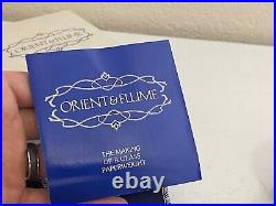 Vintage 1977 Orient & Flume Signed Art Glass Pulled Feather Paperweight with Box