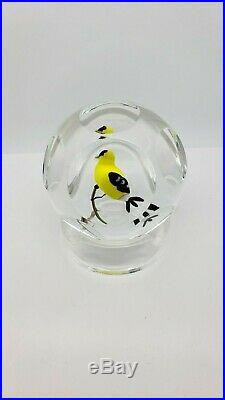 Vintage 1979 Rick Ayotte Yellow Bird Art Glass PAPERWEIGHT