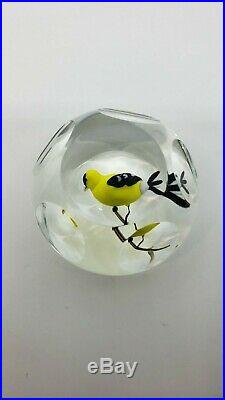 Vintage 1979 Rick Ayotte Yellow Bird Art Glass PAPERWEIGHT