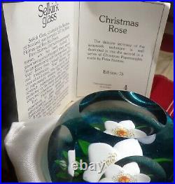 Vintage 1979 Selkirk Glass Paperweight Christmas Rose Peter Holmes 4/75