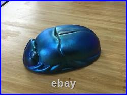 Vintage 1980s Iridescent Glass Scarab Figurine Paperweight Beetle 5