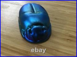 Vintage 1980s Iridescent Glass Scarab Figurine Paperweight Beetle 5