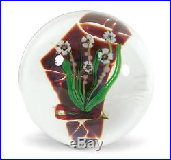 Vintage 1982 Zellique California Art Glass Paperweight Flowers Joseph Joe Morel