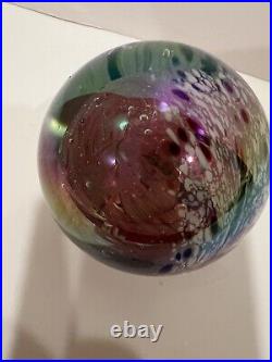 Vintage 1983 The Glass Eye Studio MSH Art Glass Paperweight Iridescent Signed