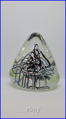 Vintage 1988 Henry Summa Signed/Dated Cone Shape Glass Paperweight
