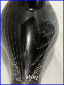 Vintage 1992 Finland Art Brown Glass Bird Rare Collectible Paperweight Figurine