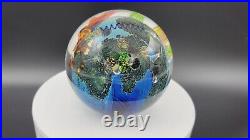 Vintage 1992 Josh Simpson Paperweight Art Glass Inhabited Planet SIGNED 3