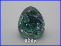 Vintage 1995 Julia Donnelly Swirled Controlled Bubble Egg-Shaped Paperweight