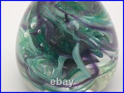 Vintage 1995 Julia Donnelly Swirled Controlled Bubble Egg-Shaped Paperweight