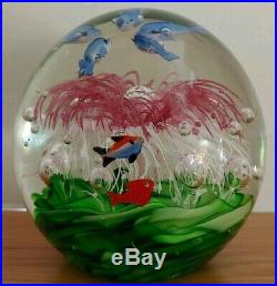 Vintage 5.5 Murano Style Art Glass Dolphin Fish Coral Aquarium Paper Weight