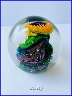 Vintage ARO SCHULZE VITRA Green Coral Reef Abstract Art Glass Paperweight 1995