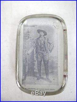 Vintage Abrams Glass Advertising Paperweight Wild Bill Hickok 4