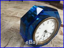 Vintage/Antique F W Welch 1881 Victorian Art Glass Blue Jewel Clock Paperweight