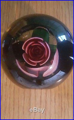 Vintage Antique Sulphide Rose & Faceted Paperweight Signed Joe St. Clair MINT