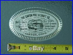 Vintage Antique glass Advertising Paperweight Canton Ohio Pole & Shaft Co