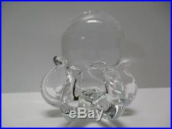 Vintage Art Crystal Clear Glass Modernist Sculpture Paper Weight Octopus Sea