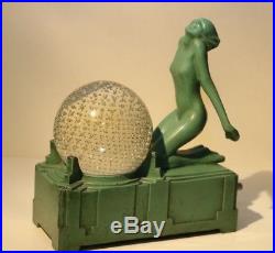 Vintage Art Deco Frankart Lamp Nude Lady Figure With Art Glass Paperweight